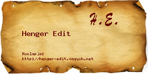 Henger Edit névjegykártya
